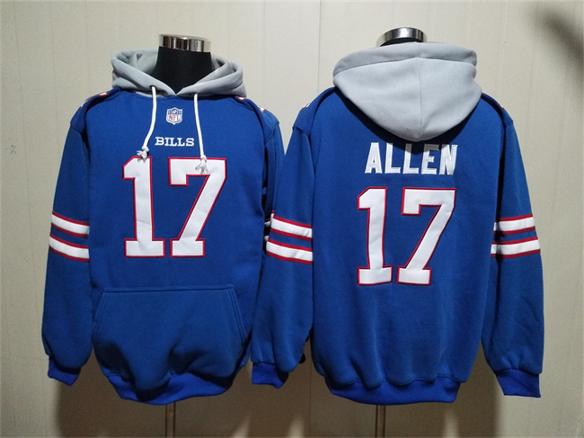 Men's Red/Blue Buffalo Bills #17 Josh Allen Ageless Must-Have Lace-Up Pullover Hoodie